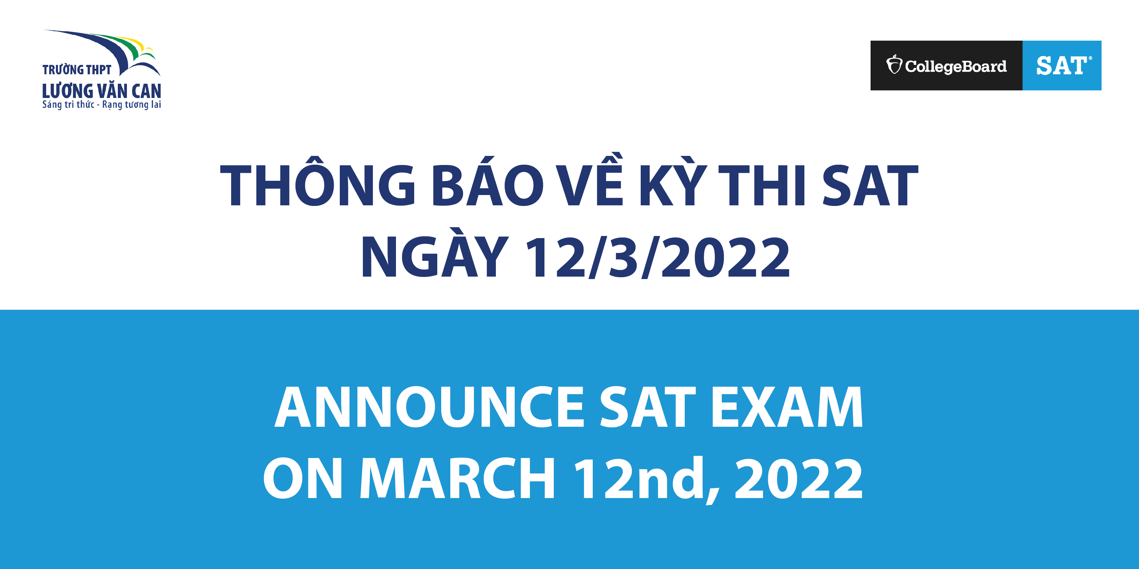 THÔNG BÁO VỀ KỲ THI SAT NGÀY 12/03/2022