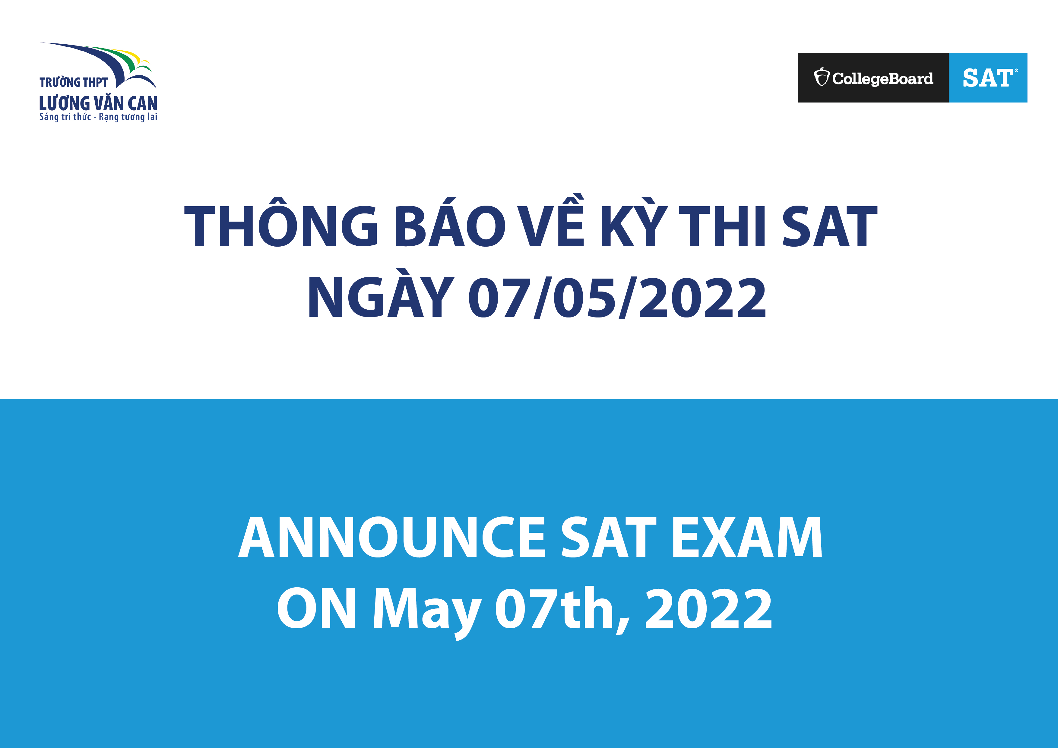 THÔNG BÁO VỀ KỲ THI SAT NGÀY 07/05/2022