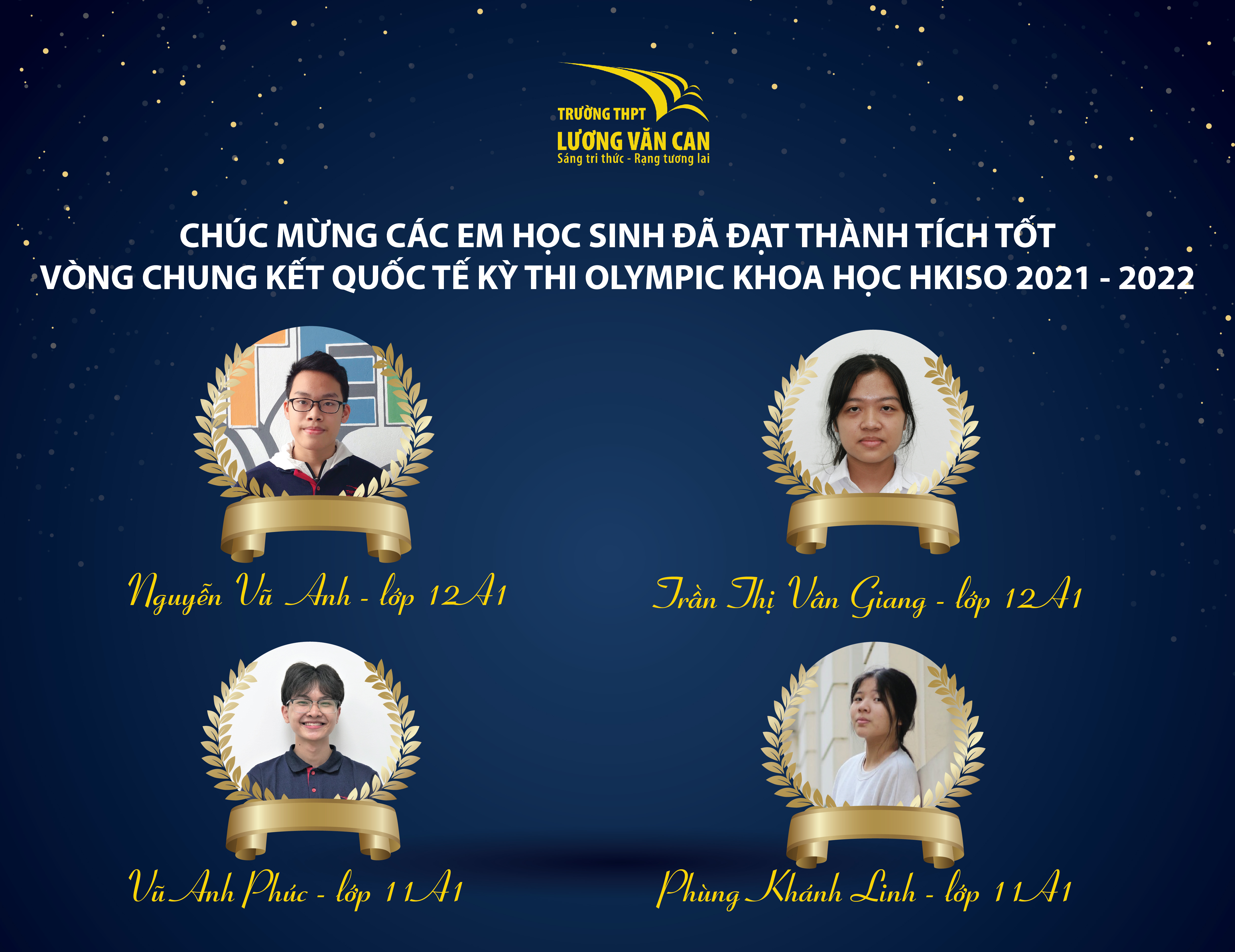 VINH DANH ĐỘI TUYỂN OLYMPIC ĐẠT THÀNH TÍCH TỐT TẠI KỲ THI CHUNG KẾT QUỐC TẾ HKISO 2021-2022